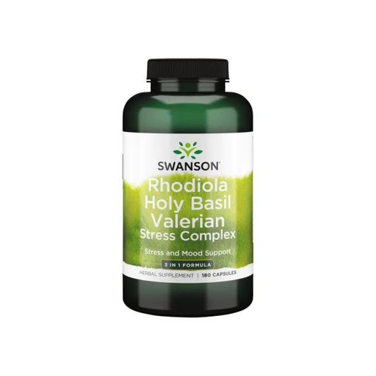 SWANSON RHODIOLA HOLY BASIL VALERIAN STRESS COMPLEX - 180 CAPS