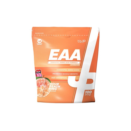 TRAINED BY JP EAA + HYDRATION SOUR PEACH RINGS - 1000 GRAMS