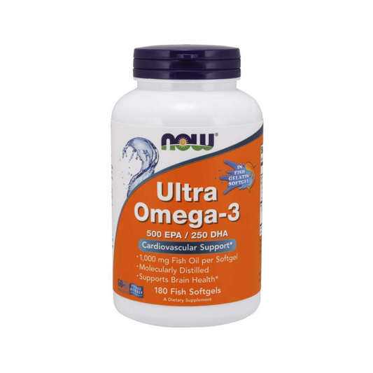 NOW FOODS ULTRA OMEGA-3 (IN FISH GELATIN SOFTGELS) - 180 FISH SOFTGELS