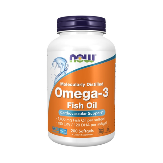 NOW FOODS OMEGA-3 FISH OIL MOLECULARLY DISTILLED - 200 SOFTGELS