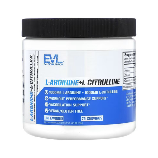 EVLUTION NUTRITION L-ARGININE + L-CITRULLINE POWDER - 150 GRAMS