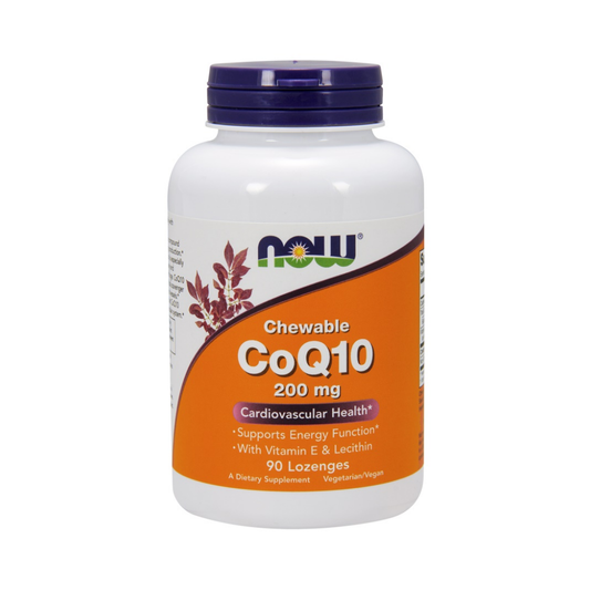 NOW FOODS COQ10 WITH LECITHIN & VITAMIN E 200MG (CHEWABLE) - 90 LOZENGES