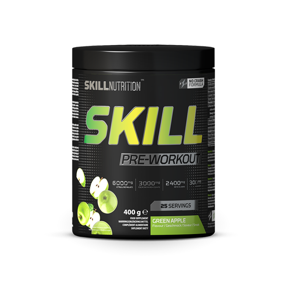 SKILL NUTRITION SKILL PRE-WORKOUT GREEN APPLE - 400 GRAMS