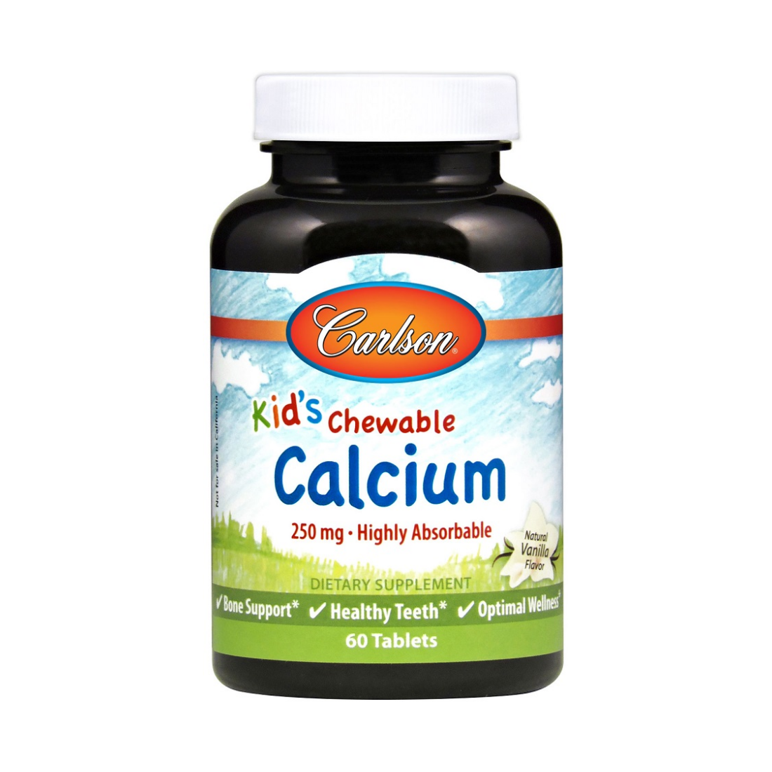 CARLSON LABS KID'S CHEWABLE CALCIUM 250MG NATURAL VANILLA - 60 TABLETS