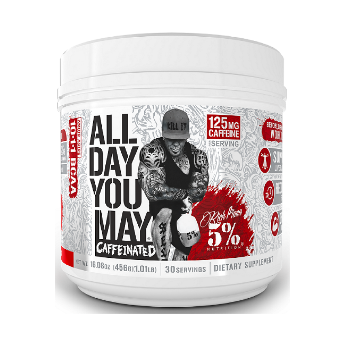 5% NUTRITION ALLDAYYOUMAY CAFFEINATED - LEGENDARY SERIES FRUIT PUNCH - 456 GRAMS
