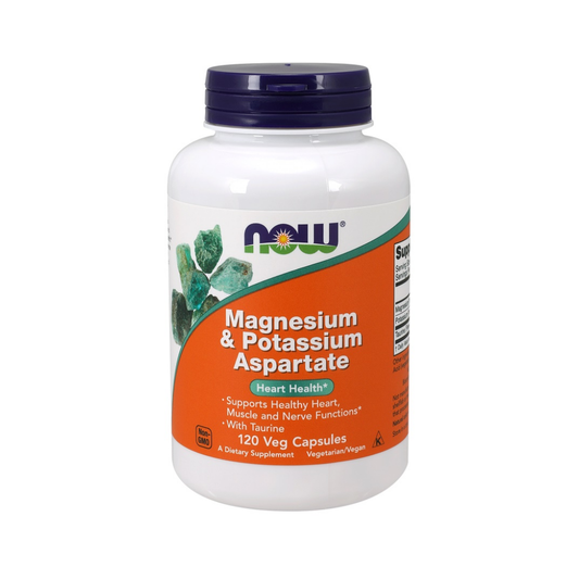 NOW FOODS MAGNESIUM & POTASSIUM ASPARTATE WITH TAURINE - 120 VCAPS
