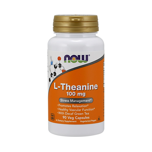 NOW FOODS L-THEANINE WITH DECAF GREEN TEA 100MG - 90 VCAPS
