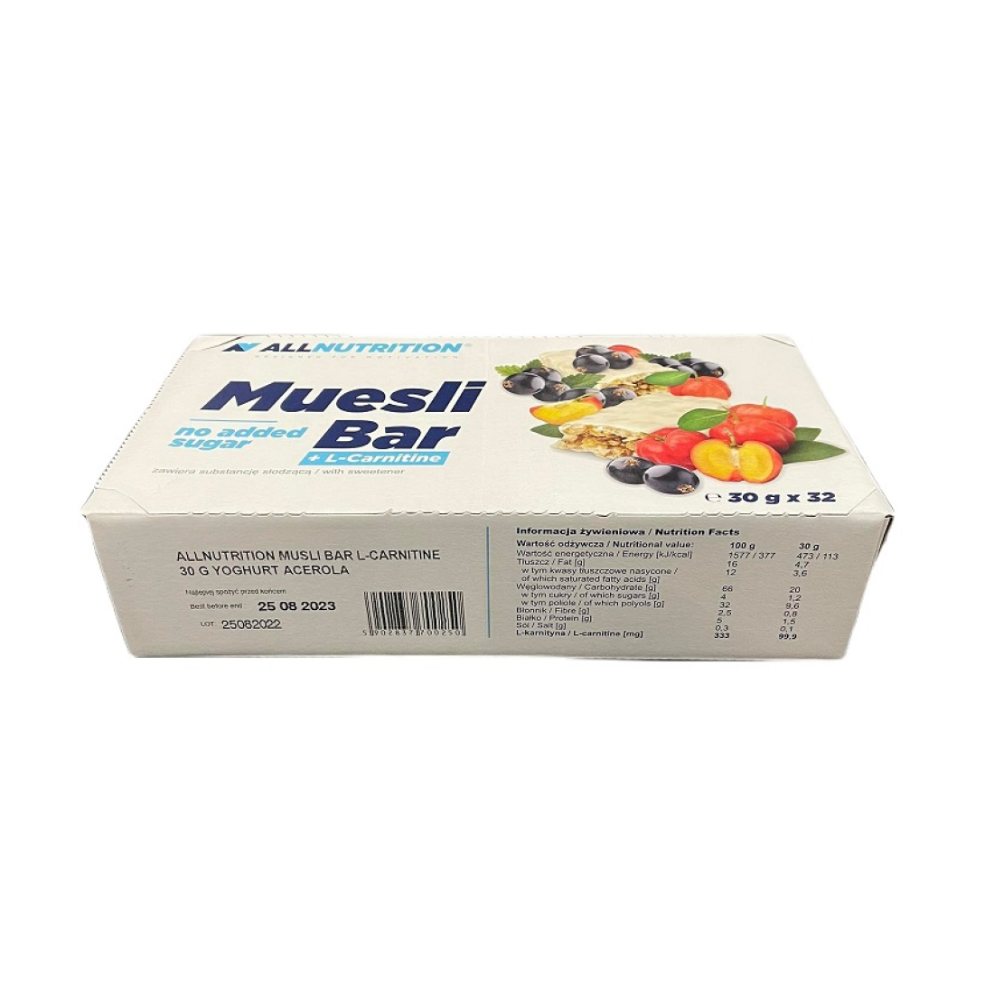 ALLNUTRITION MUESLI BAR + L-CARNITINE YOGHURT & ACEROLA - 32 BARS