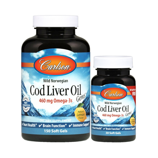 CARLSON LABS WILD NORWEGIAN COD LIVER OIL GEMS 460MG - 150 + 30 SOFTGELS