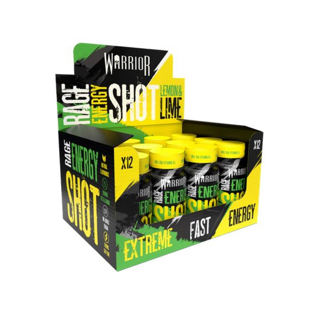 WARRIOR RAGE ENERGY SHOT LEMON & LIME - 12 X 60 ML