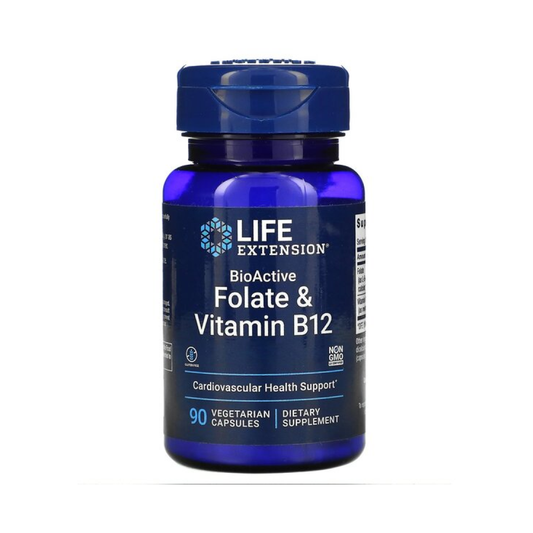 LIFE EXTENSION BIOACTIVE FOLATE & VITAMIN B12 - 90 VCAPS