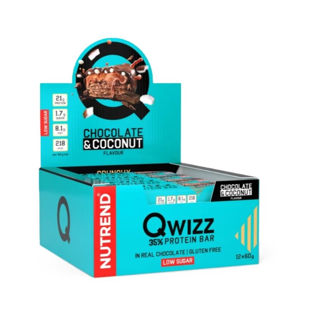NUTREND QWIZZ 35% PROTEIN BAR CHOCOLATE & COCONUT - 12 X 60G