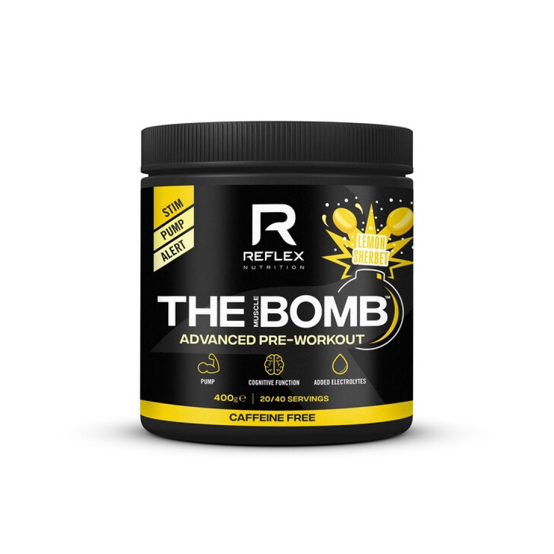 REFLEX NUTRITION THE MUSCLE BOMB CAFFEINE FREE LEMON SHERBET - 400 GRAMS