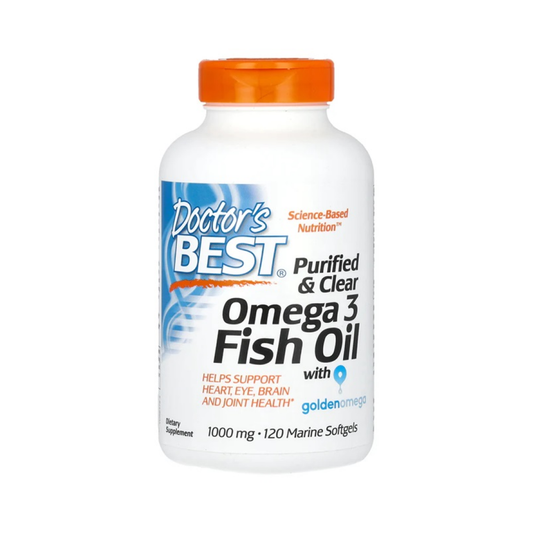 DOCTOR'S BEST PURIFIED & CLEAR OMEGA 3 FISH OIL 1000MG - 120 MARINE SOFTGELS