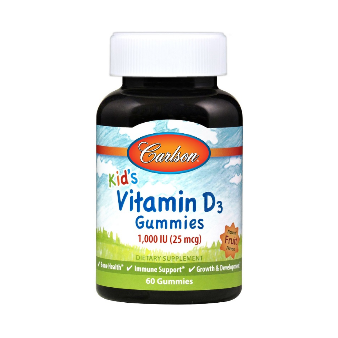CARLSON LABS KID'S VITAMIN D3 GUMMIES 1000 IU NATURAL FRUIT - 60 GUMMIES