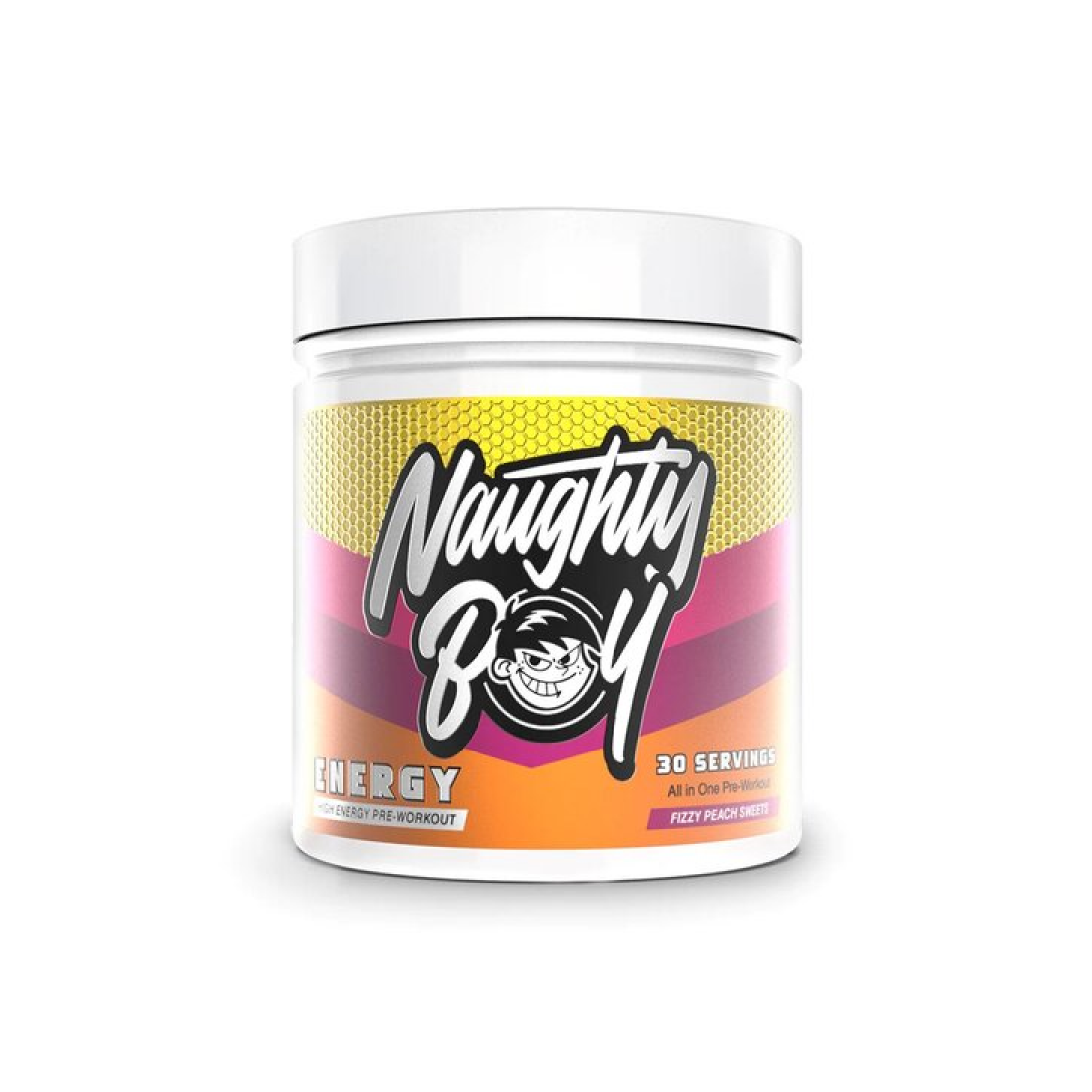 NAUGHTY BOY ENERGY FIZZY PEACH SWEETS - 390 GRAMS