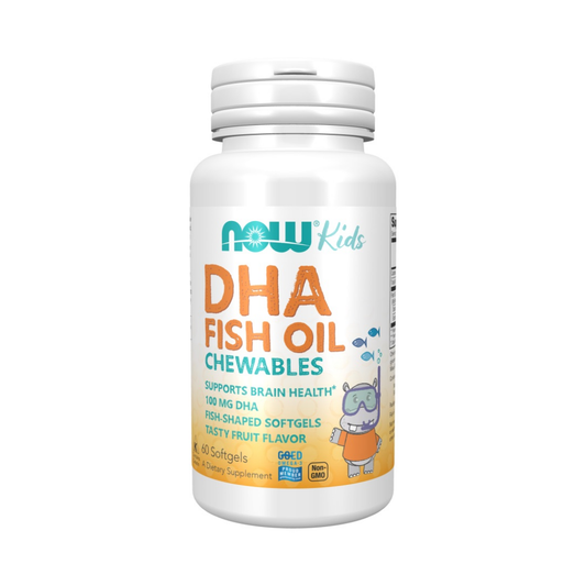 NOW FOODS DHA KIDS FISH OIL CHEWABLES 100MG - 60 SOFTGELS