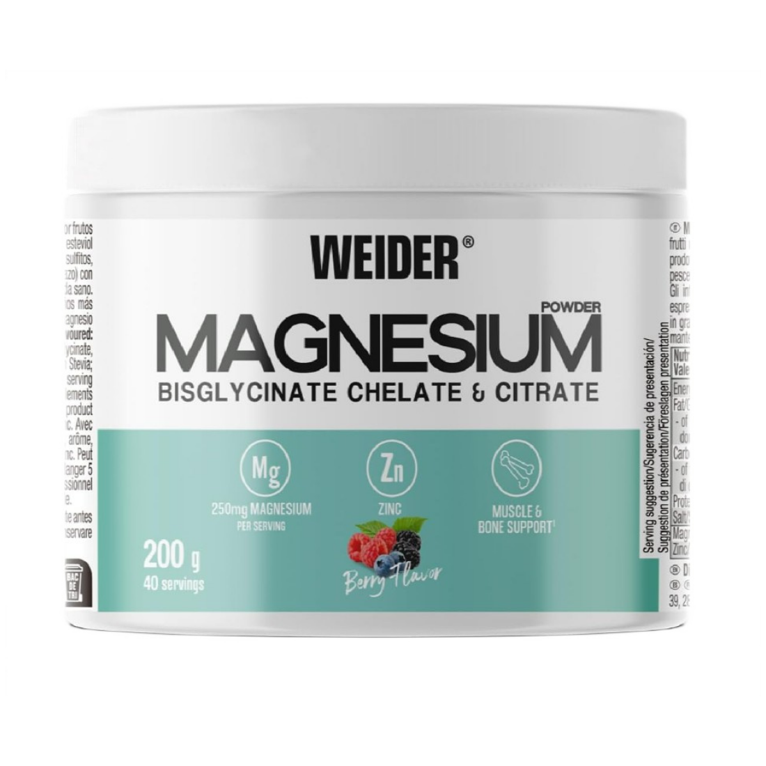 WEIDER MAGNESIUM BISGLYCINATE CHELATE & CITRATE BERRY - 200 GRAMS
