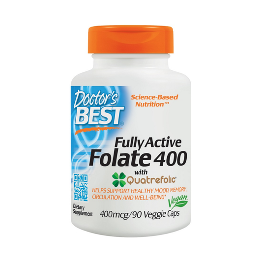 DOCTOR'S BEST FULLY ACTIVE FOLATE 400 WITH QUATREFOLIC 400MCG - 90 VCAPS