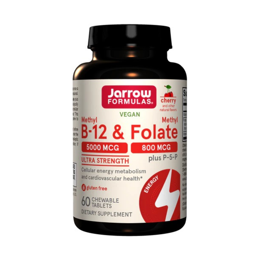 JARROW FORMULAS METHYL B-12 & METHYL FOLATE CHERRY - 60 CHEWABLE TABS