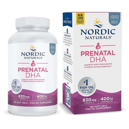 NORDIC NATURALS PRENATAL DHA 830MG OMEGA-3 + 400 IU D3 UNFLAVORED (EAN 768990017483) - 180 SOFTGELS