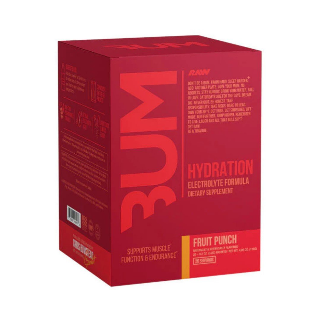 RAW NUTRITION BUM HYDRATION FRUIT PUNCH - 20 X 58G
