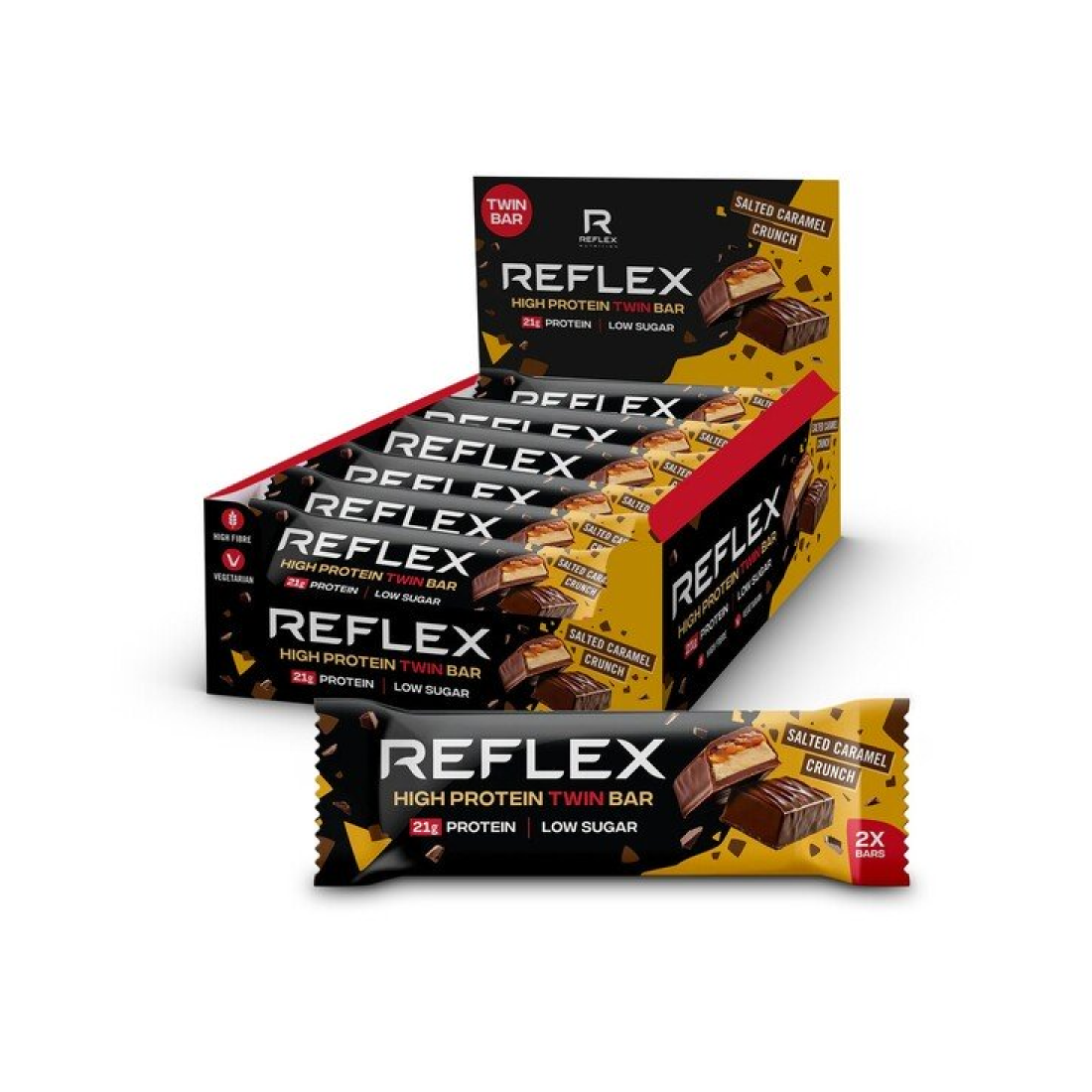 REFLEX NUTRITION HIGH PROTEIN TWIN BAR SALTED CARAMEL CRUNCH - 12 X 60G