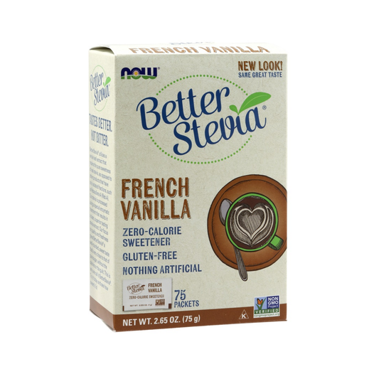 NOW FOODS BETTER STEVIA PACKETS FRENCH VANILLA - 75 PACKETS