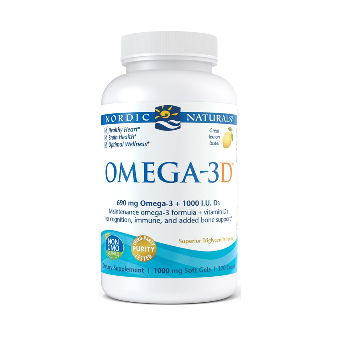 NORDIC NATURALS OMEGA-3D 690MG LEMON - 120 SOFTGELS