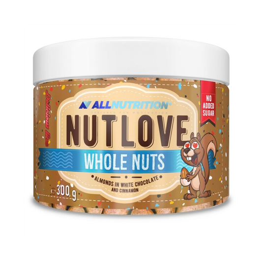 ALLNUTRITION NUTLOVE WHOLE NUTS ALMONDS IN WHITE CHOCOLATE & CINNAMON - 300 GRAMS