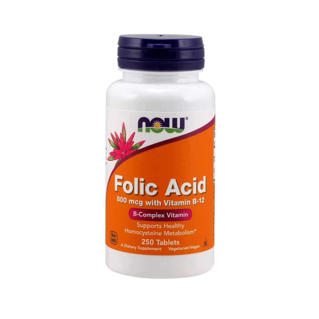 NOW FOODS FOLIC ACID WITH VITAMIN B12 800MCG - 250 TABLETS