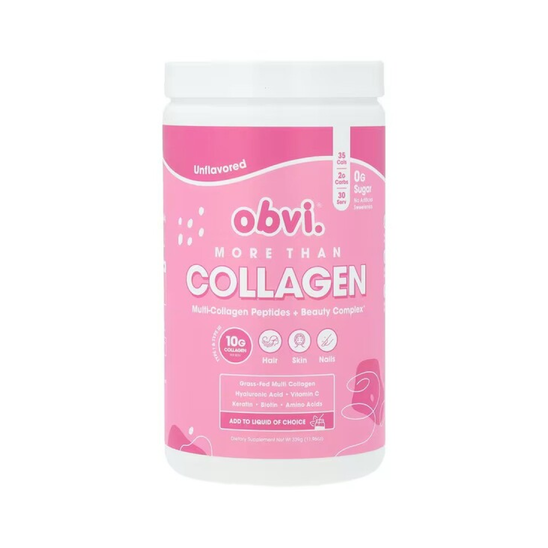 OBVI MORE THAN COLLAGEN MULTI-COLLAGEN PEPTIDES + BEAUTY COMPLEX UNFLAVORED - 339 GRAMS