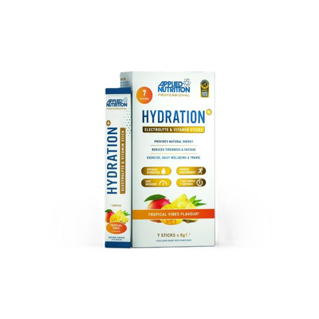 APPLIED NUTRITION HYDRATION + ELECTROLYTE & VITAMIN POWEDER STICK PACKS TROPICAL VIBES - 7 X 8G