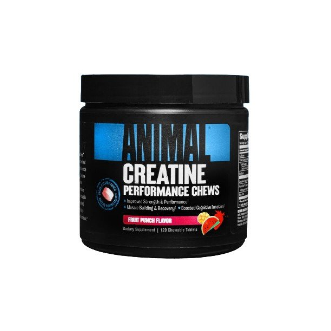 ANIMAL ANIMAL CREATINE CHEWS FRUIT PUNCH (EAN 039442005472) - 120 CHEWABLE TABLETS