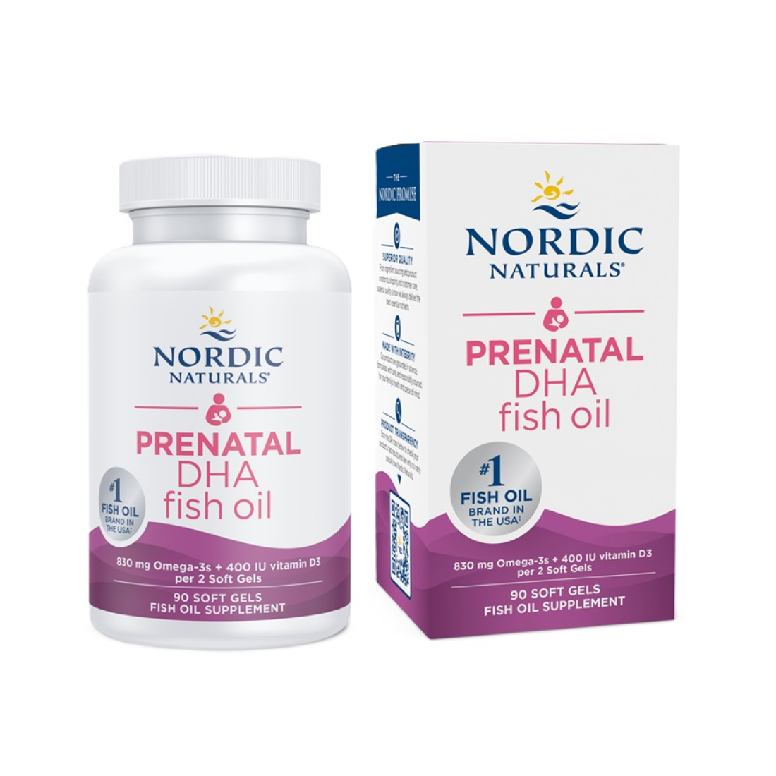 NORDIC NATURALS PRENATAL DHA 830MG OMEGA-3 + 400 IU D3 UNFLAVORED - 90 SOFTGELS