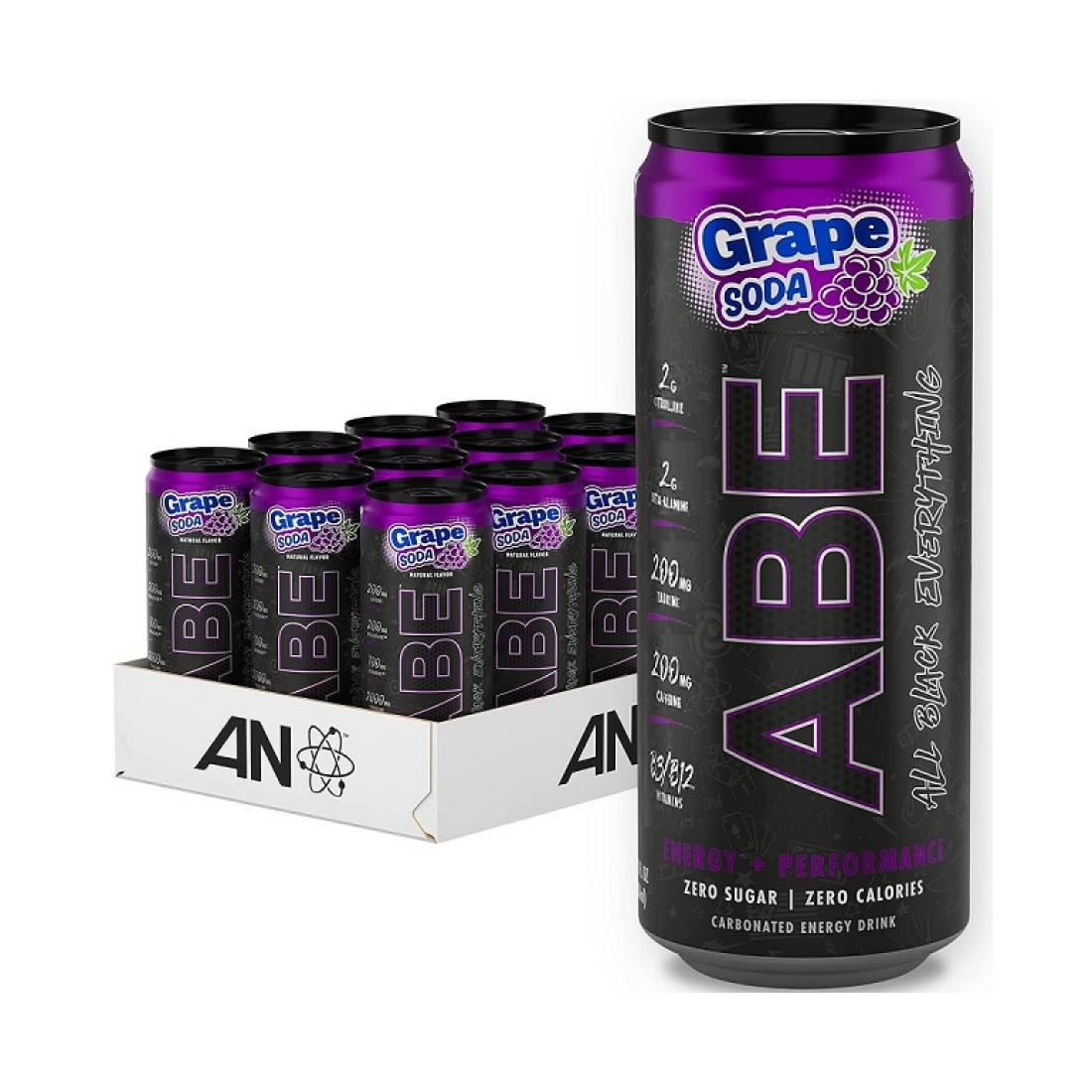 APPLIED NUTRITION ABE ENERGY + PERFORMANCE CANS GRAPE SODA - 12 X 330 ML