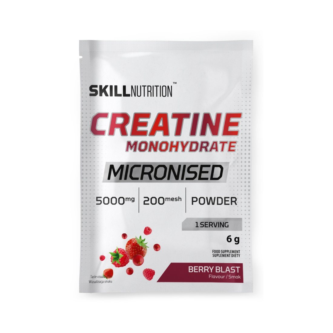 SKILL NUTRITION MICRONISED CREATINE MONOHYDRATE BERRY BLAST - 6 GRAMS (1 SERVING)