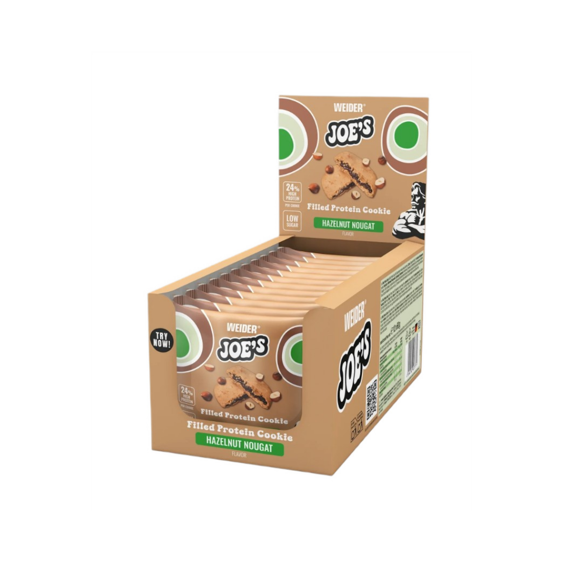 WEIDER FILLED PROTEIN COOKIE HAZELNUT NOUGAT - 12 X 60G