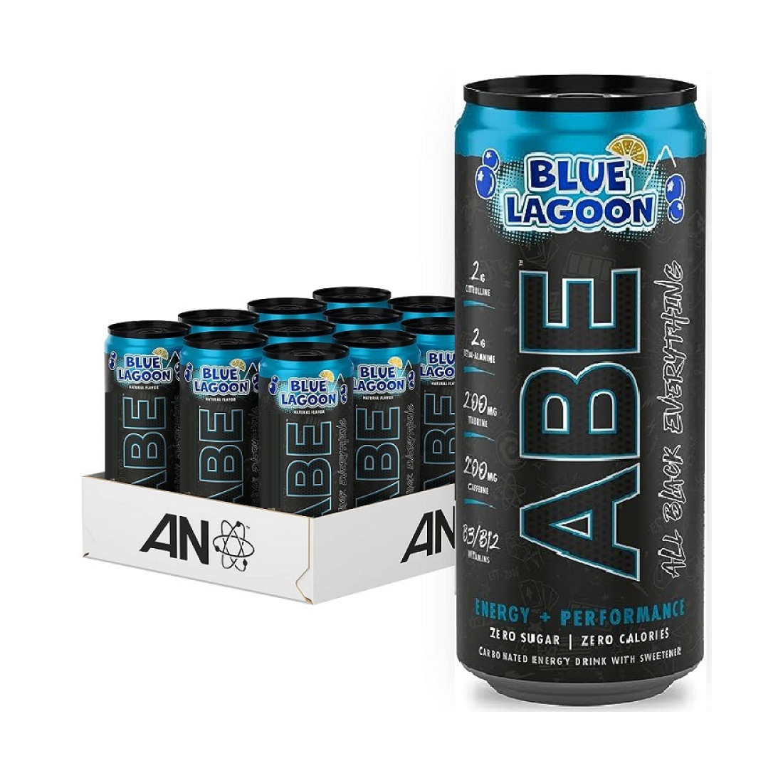 APPLIED NUTRITION ABE ENERGY + PERFORMANCE CANS BLUE LAGOON - 12 X 330 ML