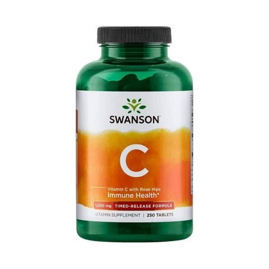SWANSON VITAMIN C WITH ROSE HIPS EXTRACT - TIMED-RELEASE 1000MG - 250 TABLETS