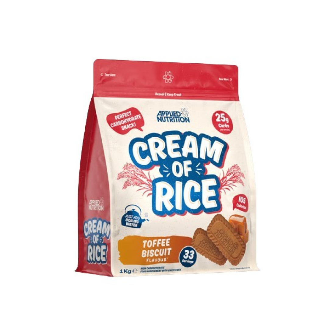 APPLIED NUTRITION CREAM OF RICE TOFFEE BISCUIT - 1000 GRAMS