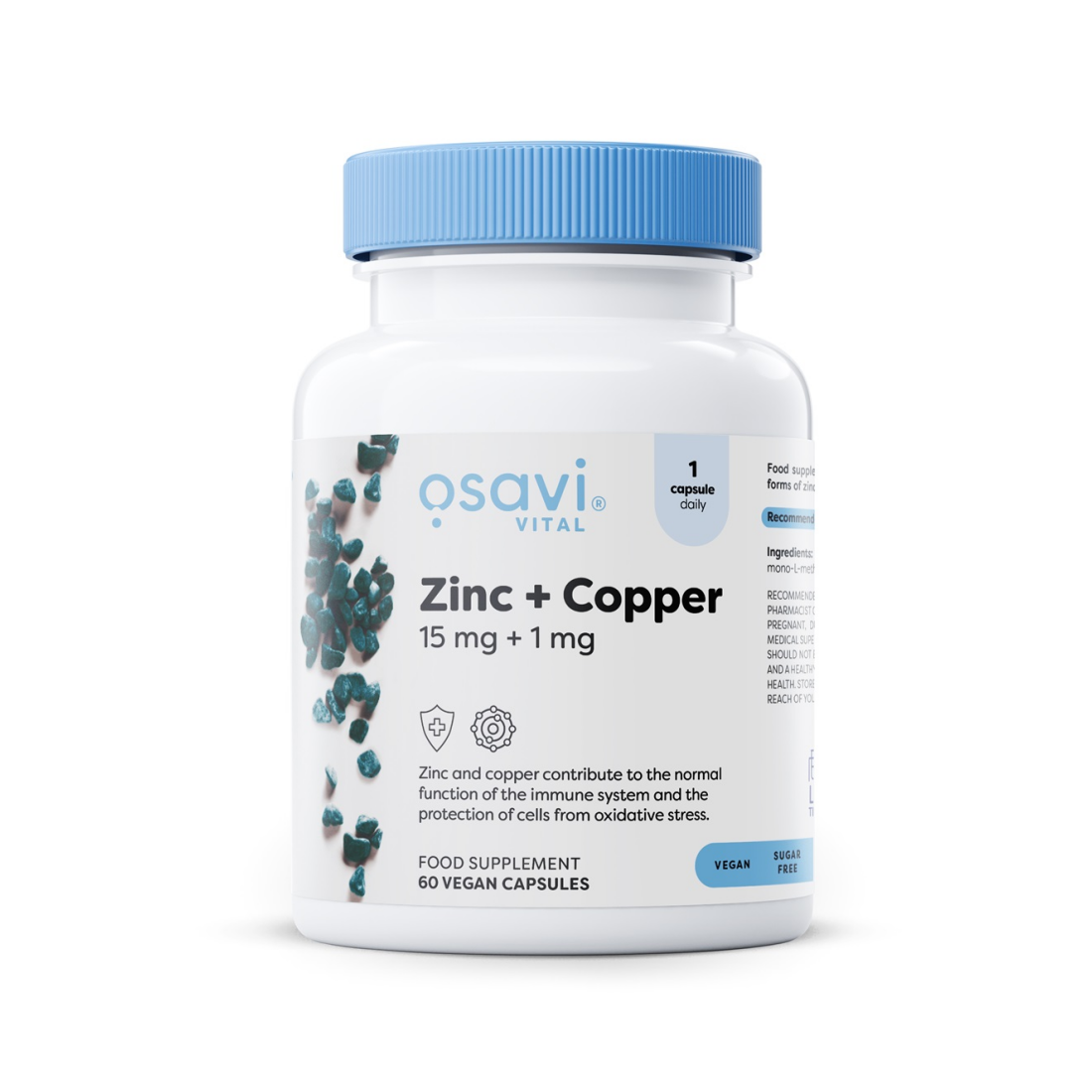 OSAVI ZINC + COPPER 15MG + 1MG - 60 VEGAN CAPS