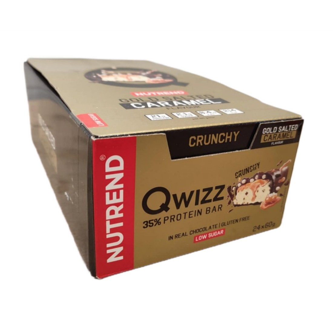 NUTREND QWIZZ 35% PROTEIN BAR GOLD SALTED CARAMEL - 24 X 60G