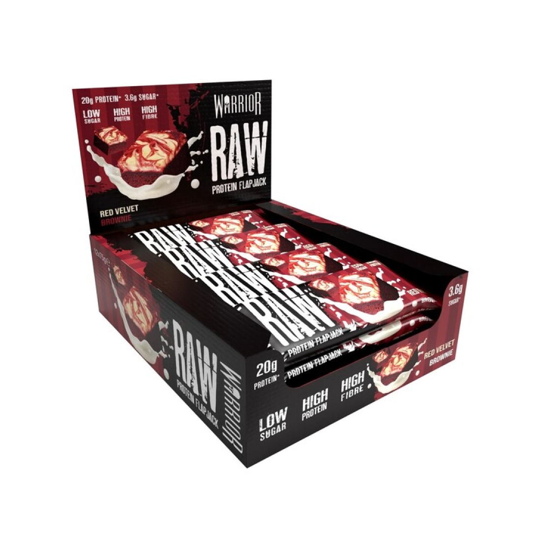 WARRIOR RAW PROTEIN FLAPJACK RED VELVET BROWNIE - 12 BARS