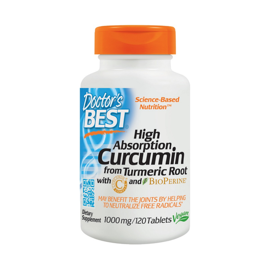 DOCTOR'S BEST HIGH ABSORPTION CURCUMIN FROM TURMERIC ROOT WITH C3 COMPLEX & BIOPERINE 1000MG - 120 TABLETS