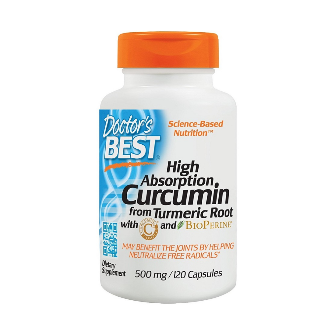 DOCTOR'S BEST HIGH ABSORPTION CURCUMIN FROM TURMERIC ROOT WITH C3 COMPLEX & BIOPERINE 500MG - 120 CAPS