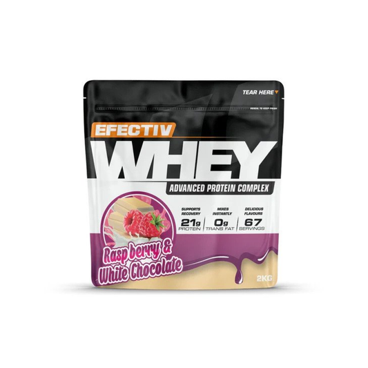 EFECTIV NUTRITION WHEY PROTEIN RASPBERRY & WHITE CHOCOLATE - 2000 GRAMS