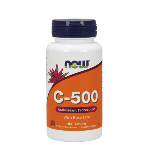 NOW FOODS VITAMIN C-500 WITH ROSE HIPS - 100 TABLETS