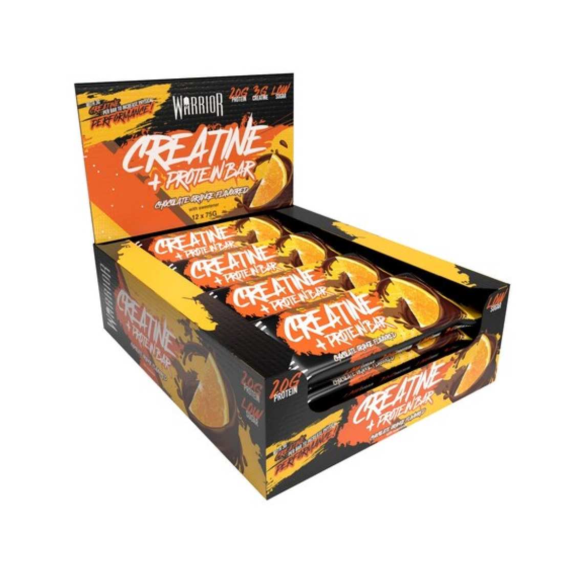 WARRIOR CREATINE + PROTEIN BAR CHOCOLATE ORANGE - 12 X 75G