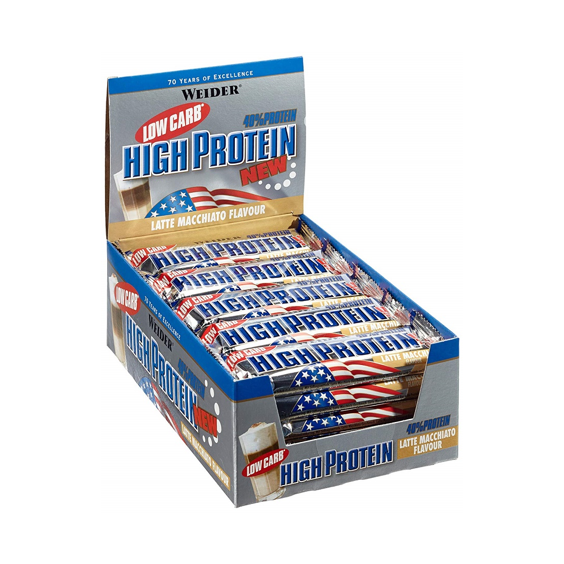 WEIDER 40% LOW CARB HIGH PROTEIN BAR CHOCOLATE - 24 X 50G